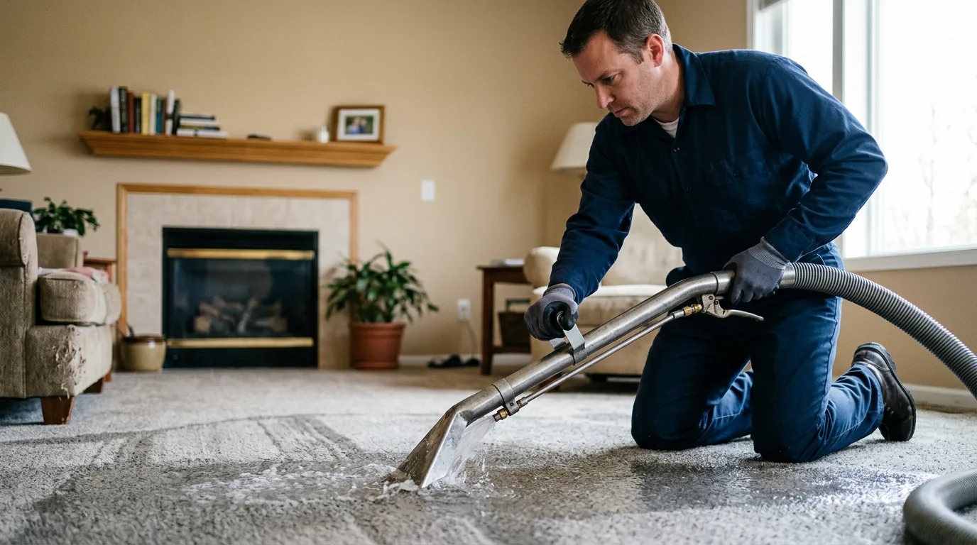 Water damage restoration technician working near Alba, MI